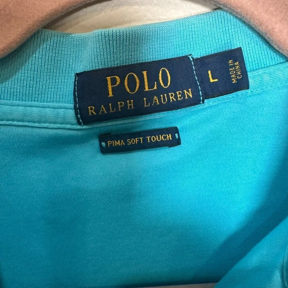 Polo by Ralph Lauren Polo Shirt Mens L Blue Cotton Short Sleeve Collared Casual